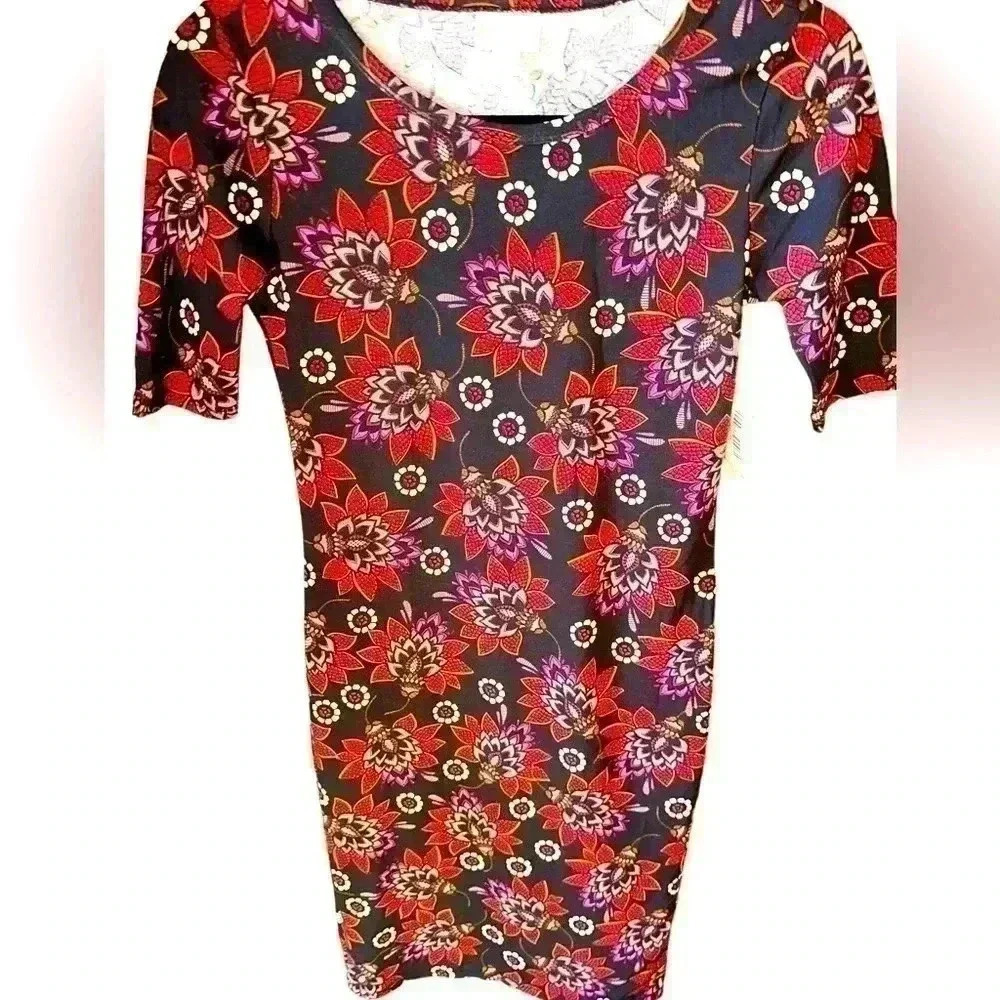 Lularoe black floral XXS Juli pencil dress. NWT . Great modest dress for work